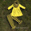 2-7t FALL/Winter kids OUTFITS 3 pieces scarf pant sets girls Hot sell stripes boutique clothes kids hot yellow top